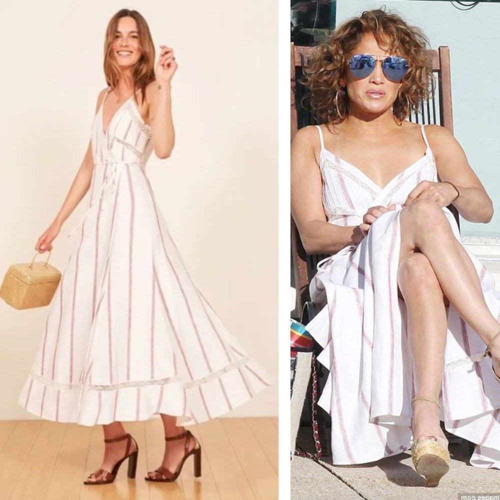 NEW Reformation Daria Linen Wrap Maxi Dress in Licorice Stripe Beach Preppy